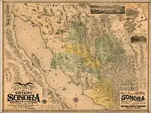 1904 Mapa de los Distritos de Sonora con fotos de Guaymas.