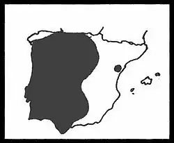 Distribución de Salix salviifolia en la península ibérica.