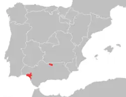 Distribución de L. pardinus en 2003Proyecto LIFE-Naturaleza «Recuperación de las poblaciones de Lince Ibérico en Andalucía», LIFEO2/NAT/E/8609 Consejería de Medio Ambiente. Junta de Andalucía, 1995–2009