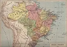 Mapa brasileño de América del Sur del año 1922, mostrando el límite de la forma 4.