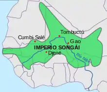 El Imperio songhai, hacia 1500.