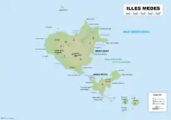 Mapa topográfico de las Islas Medas