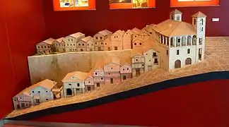 Maqueta que recrea el aspecto de la calle Balborraz en la Edad Media.