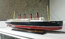 Maqueta del Lusitania, transatlántico inglés torpedeado y hundido en la I Guerra Mundial