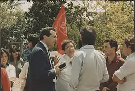 María Elena Carrera en su campaña senatorial por Santiago Oriente.