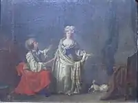 Escena galante o el enamorado sorprendido, óleo, Museo de arte y de historia de Cholet, Cholet.