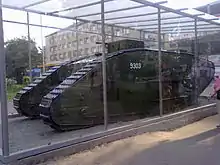 Un Mark V en Arjángelsk, capturado por el Ejército Rojo durante la intervención británica en Rusia.