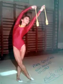 Marta Cantón en el Gimnasio Moscardó (1983).