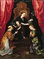 San Lorenzo le da al niño Jesús una rama de palma ( Maarten Pepyn , 1668)
