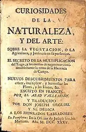 Curiosidades de la Naturaleza, dedicada a los "honrados labradores" (1735)