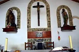 Ermita de San Sebastián en Mas de Jacinto (Castielfabib, Valencia), detalle del retablo (2018).