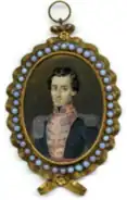 Antonio Ricaurte en Miniatura (acuarela-marfil). 8 x 6.1cm. 1830. Museo Nacional de Colombia