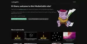 Captura de pantalla del sitio web de MediaGoblin