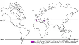 Localización del clima mediterráneo continentalizado.