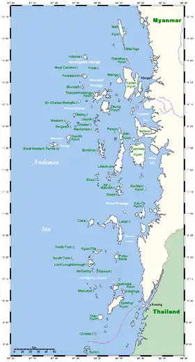 Mapa del archipiélago de Mergui