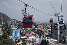 Cabina del Teleférico perteneciente al sistema Mexicable en el municipio de Ecatepec de Morelos.