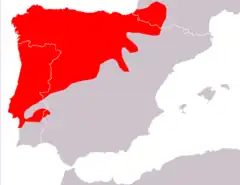 Distribución mundial de Microtus lusitanicus.