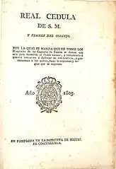 Real Cédula de 1805 relativa a la conservación y dispensación del "fluido vacuno"