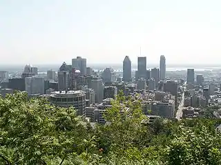 Vista del distrito de Ville-Marie desde el monte Royal, un día de verano.