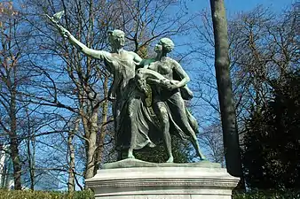 « El genio belga guiando al Congo »(Monument General Thys, Cincuentenario, Bruselas).