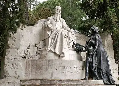 Monumento_a_Federico_Rubio (1906) de Miguel Blay (parque del Oeste, Madrid)