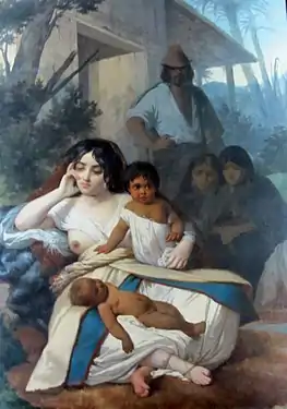 Elisa Bravo Jaramillo de Bañados, mujer del cacique o Elisa Bravo en cautiverio por Raymond Monvoisin,1858.