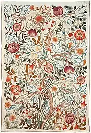 Acanthus portière, bordado de seda sobre lino, década de 1890