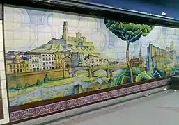 Paisajes de España, mural en el andén a Retiro (lado oeste).