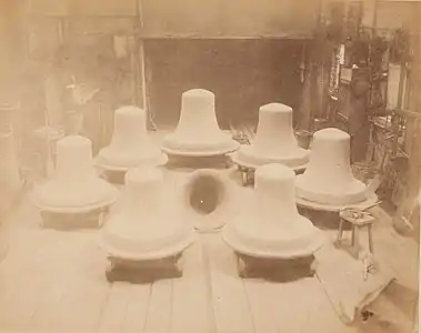 Moldes para campanas de iglesia en el taller de Whitechapel Bell Foundry