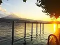 Vista de atardecer desde Seeburg con el monte Pilatus