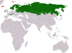 Distribución de la liebre de montaña (Verde - nativo, rojo - introducido)