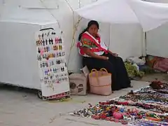 Venta de artesanía en Acaxochitlán.