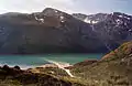 El río Muru desemboca en el lago Gjende junto a Memurubu