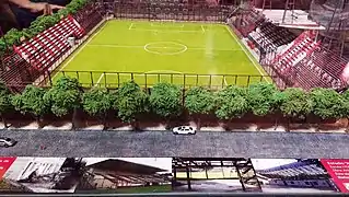 Maqueta del viejo Estadio Jorge Luis Hirschi diseñada por el escenógrafo Zacarías Gianni