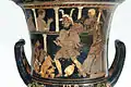 Detalle de la cara A: Heracles a punto de lanzar a su hijo a la pira.