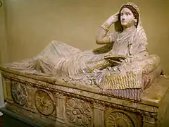 Sarcófago de Larthia Seianthi, terracota con restos de policromía, Chiusi.
