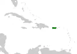 Distribución geográfica del copetón puertorriqueño.