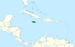 Distribución geográfica del copetón jamaicano.