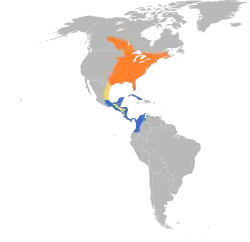 Distribución geográfica del copetón viajero.