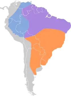 Distribución geográfica del copetón de Swainson.