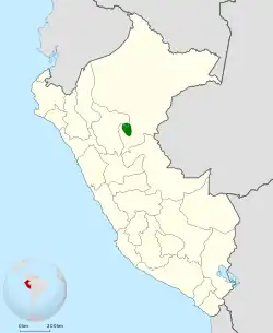 Distribución geográfica del hormiguero de la Cordillera Azul.