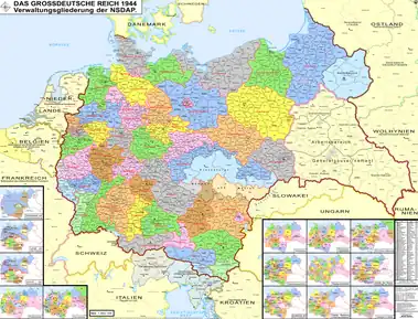 Map of Nazi Germany after expansion