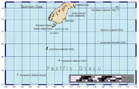 Localización de las islas Auckland