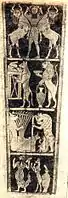 Placa de nácar con animales antropomorfos, circa 2600 a. C.