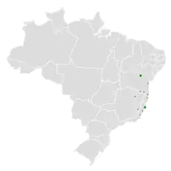 Distribución geográfica del saltarín de Wied