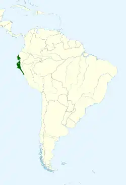 Distribución geográfica del piojito de Tumbes.