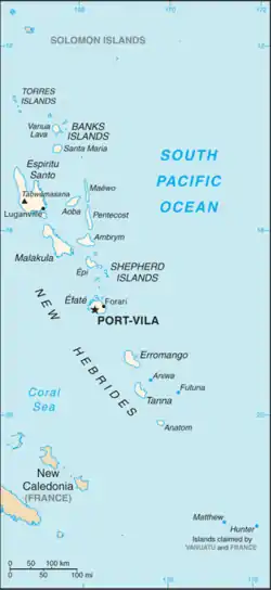 Mapa de las islas Vanuatu