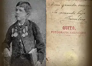 "A mi querida mamá, tu amante hijo Primitivo. Quito, por 1890".