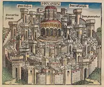 Jerusalén en un grabado de Las Crónicas de Núremberg.