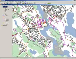 Datos OSM de una base de datos PostGIS y mostrados en capas mediante consultas SQL en el SIG OpenJUMP.